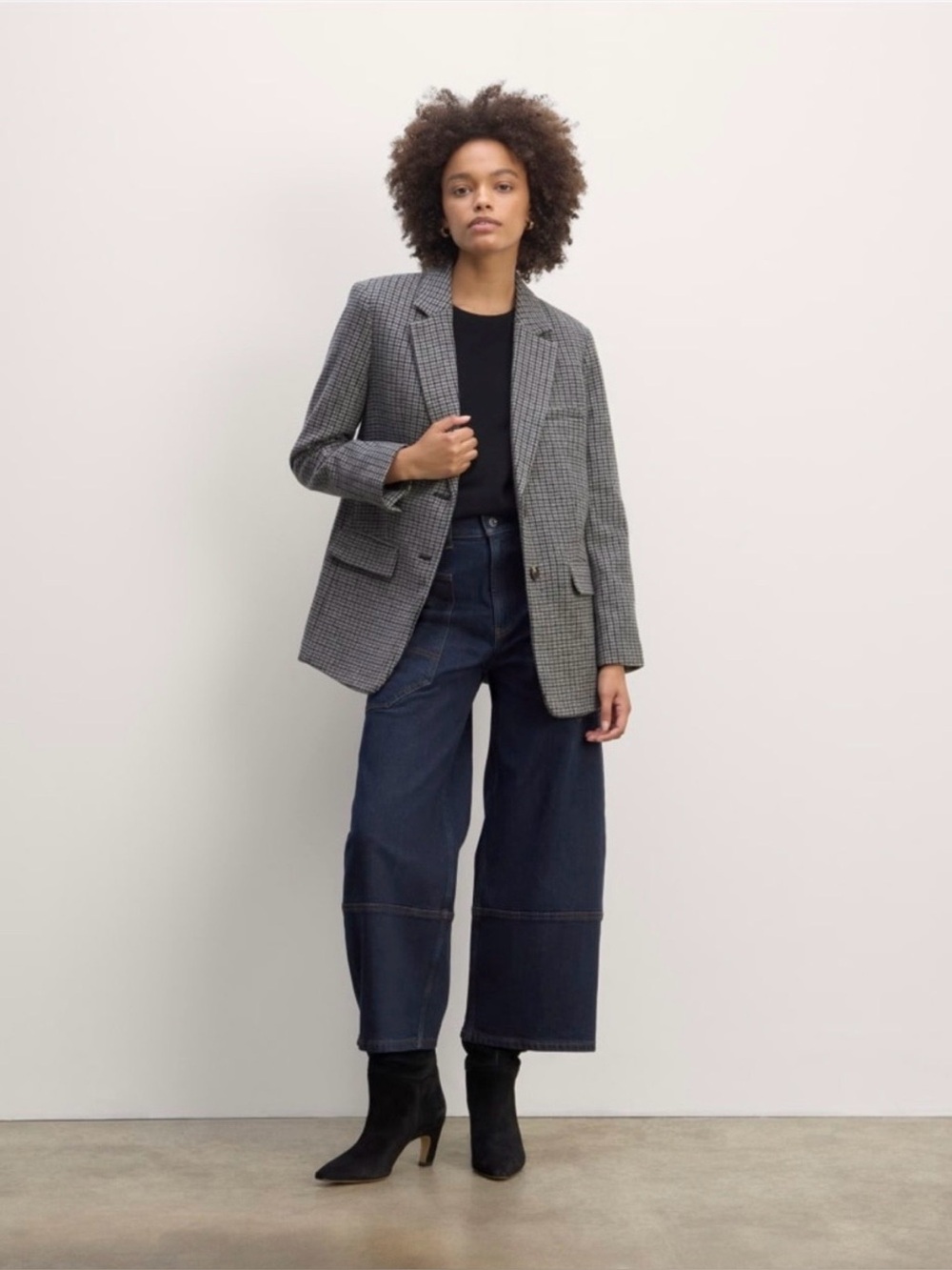 NWT Everlane Oversized Grey Houndstooth Wool Blend Blazer Women’s Size 6